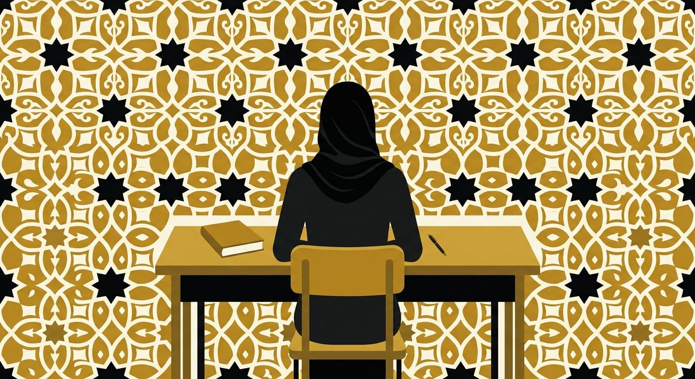 Illustrated silhouette of a woman in hijab representing the teaching team at Connection With Quran